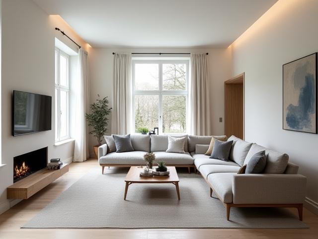 Moderne stue med skreddersydde møbler fra Zephyr Furnishings